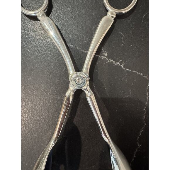 EP ZINC Alloy Silver Salad Serving Tongs Vintage 10" - Picture 3 of 7